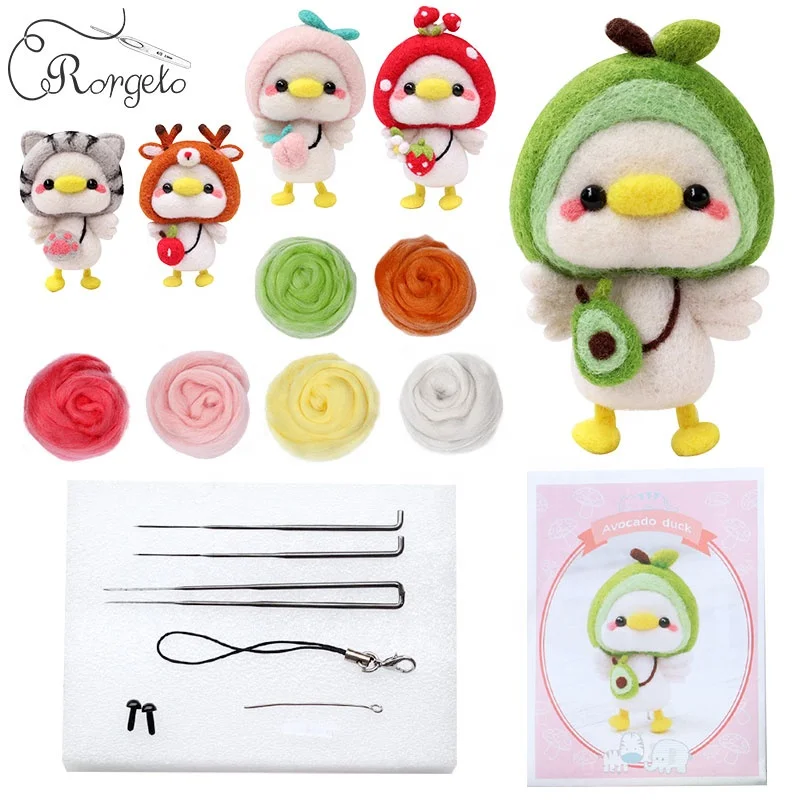 
Wholesale DIY Felted Wool Cute Duck Doll Wool Felt Animals Wool Needle Felting Kit 