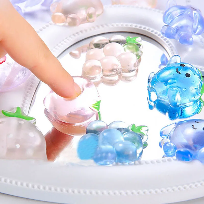 Mini Transparent Crystal Fruit Animal Mochi Toy Squishies Ball Soft Stress Relief Squeeze Toys Kid Gifts Decor(Style Randomly)