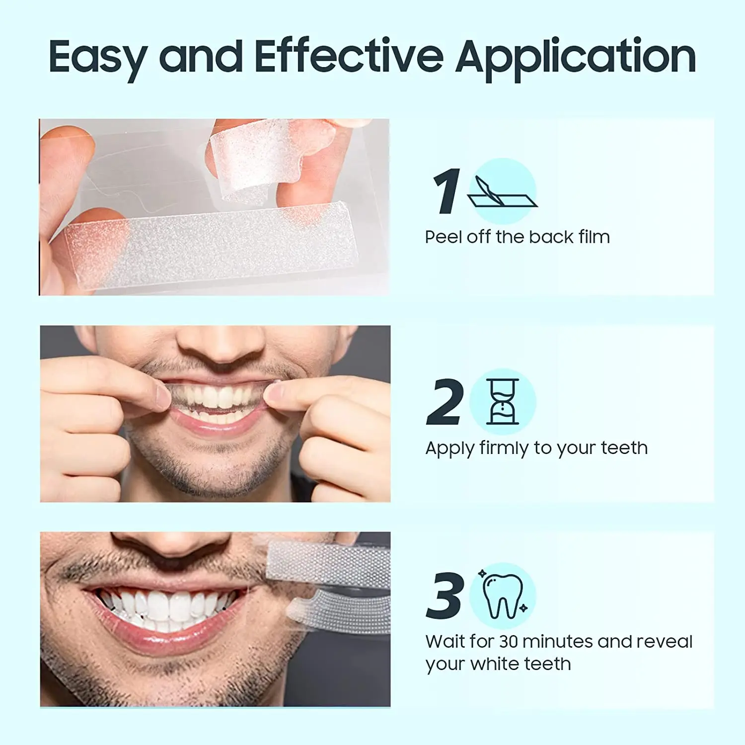 Custom Logo Professional Natural Organic Residue Free Tooth 5D Teeth Whitening Strips