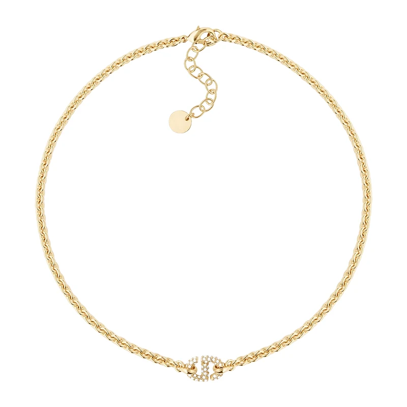 New Arrival Stainless Steel Thick Chain CD letter ring CD earrings Neck Jewelry Letter CD Pendant Custom Cuban Chain Necklace