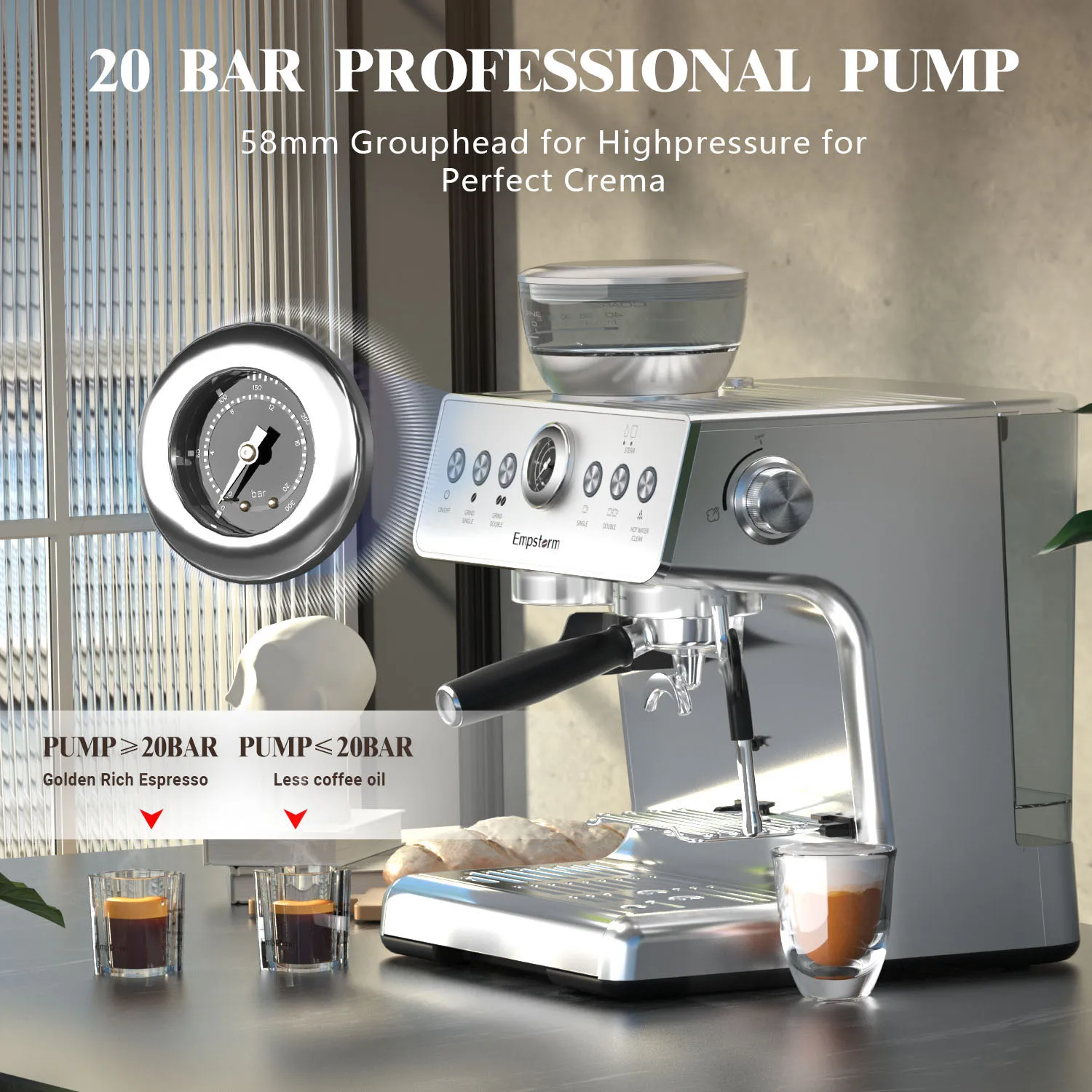Empstorm 21M Multifunctional Espresso With Grinding Coffee Machine Quality Life Essential Coffee Espresso Machine With Grinder