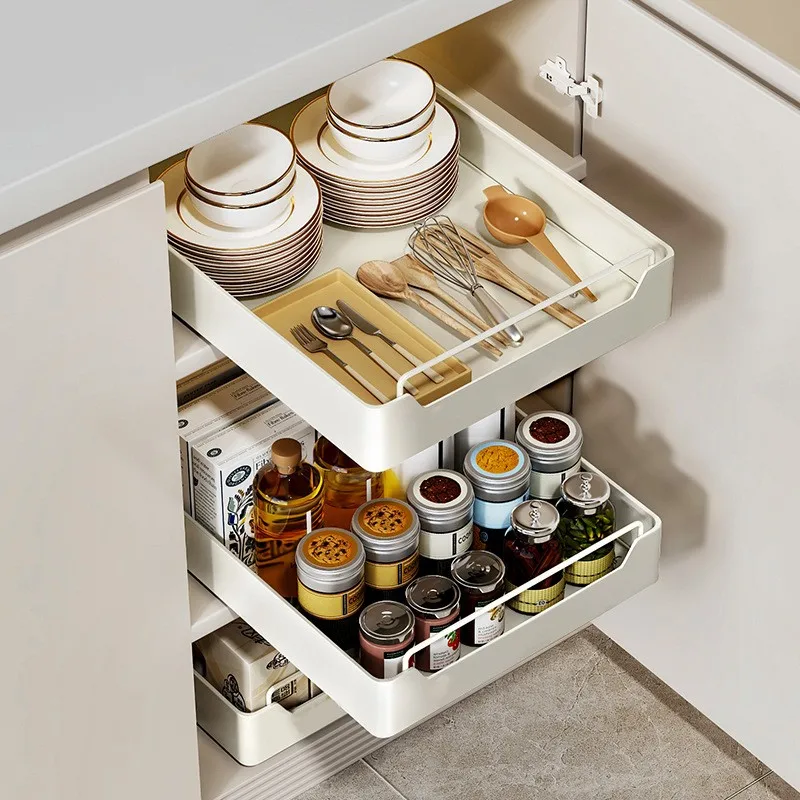 Hot selling kitchen non perforated cabinets sinks cutlery racks sliding drawers cabinets space saving kitchen cutlery racks