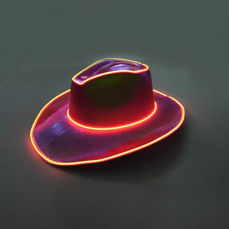 Handmade Bull Light Up Cowboy Hat Flashing El Wire Colorful Party Caps Wholesale Party Fashion Sequin Glow Hat