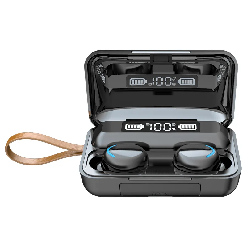 Best selling wireless earphone gaming in-ear blue tooth digital display tws earbuds with powerbank