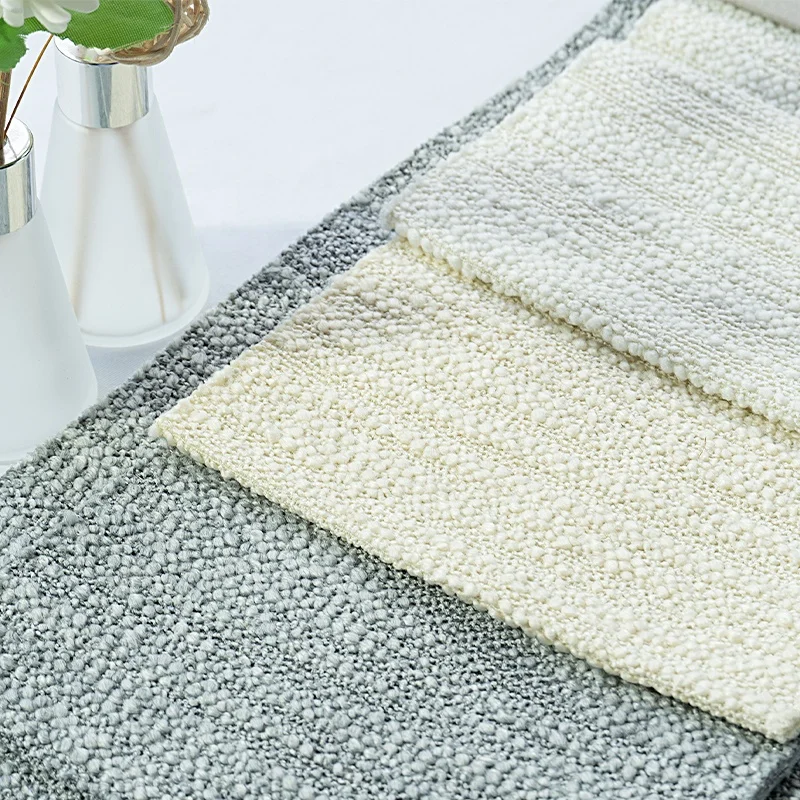 High Quality Wholesales Solid Tela Polyester  Wool Blend Yarn Dye Woven Pure Boucle Upholstery Fabric For Clothing