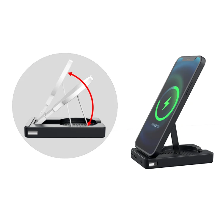 5000mah Magnet Wireless Power Bank  For Iphone for Xiaomi with Retractable Stand and Slim Design Powerbank