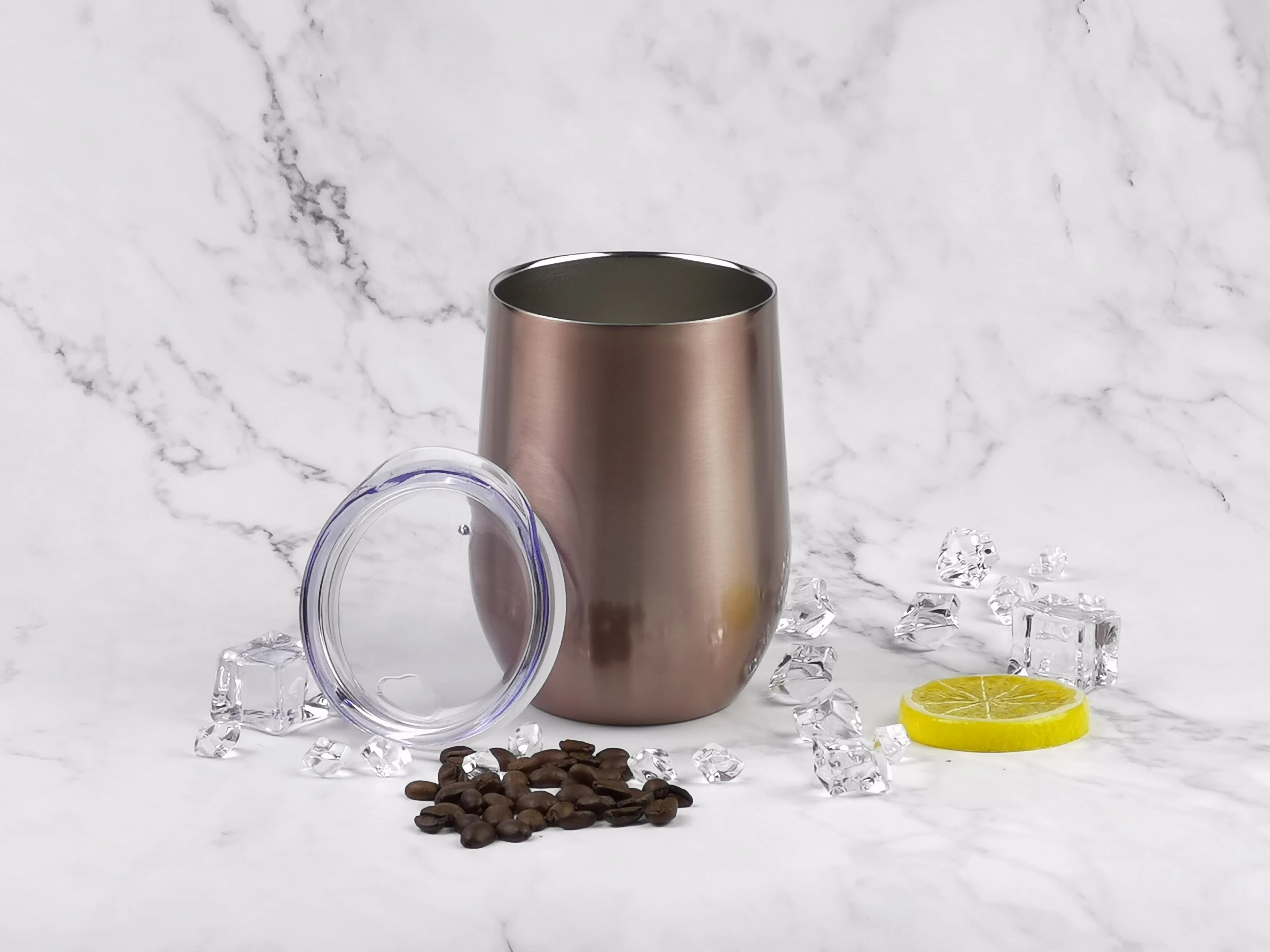 Langjun 12oz stainless steel double wall insulated coffer tumbler with lid mug