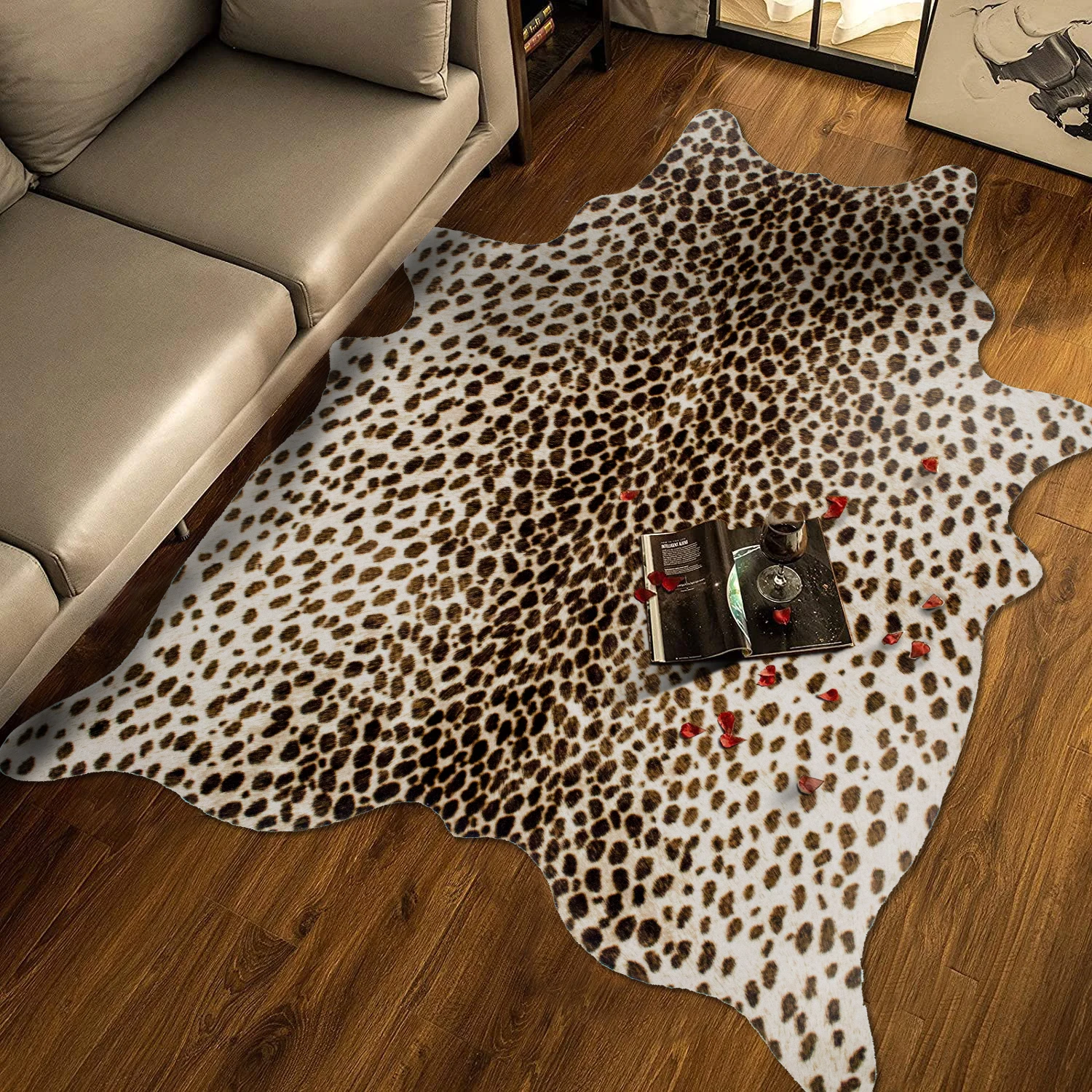 Premium Cow Print Area Rug for Bedroom Living Room Large size Faux Fur Cowhide Rugs Cute Animal Printed Carpets