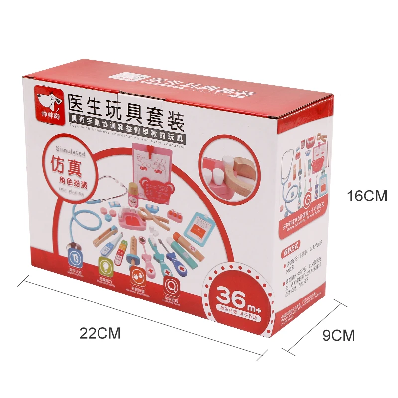 New style  Wooden toy doctor tools kids educational wooden toys dentist set wooden simulation dentist set for kids