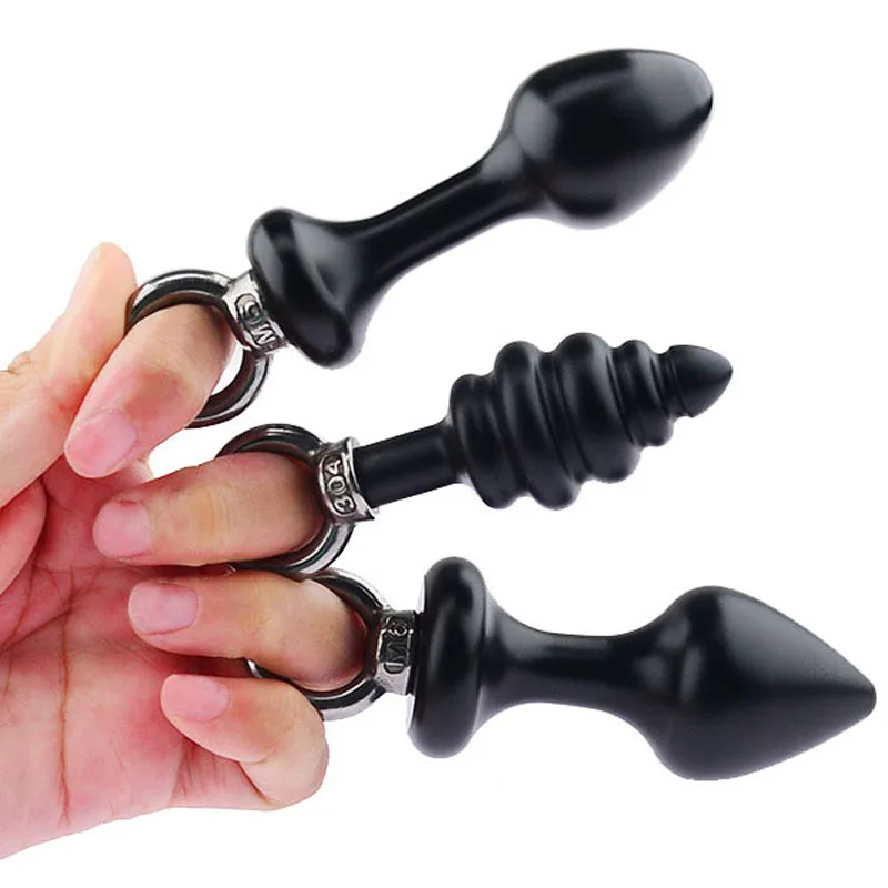 Metal Pull Ring Anal Plug P Spot Massager Vaginal Anus Dilator Wearable Anal Plug Black Butt Plugs Anal Sex Intimate Toys Adult
