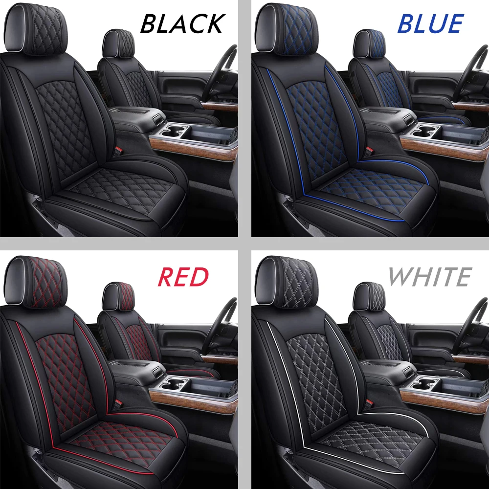 Black waterproof  leather seat covers for Chevy Silverado 1500/2500/3500 2007-2021