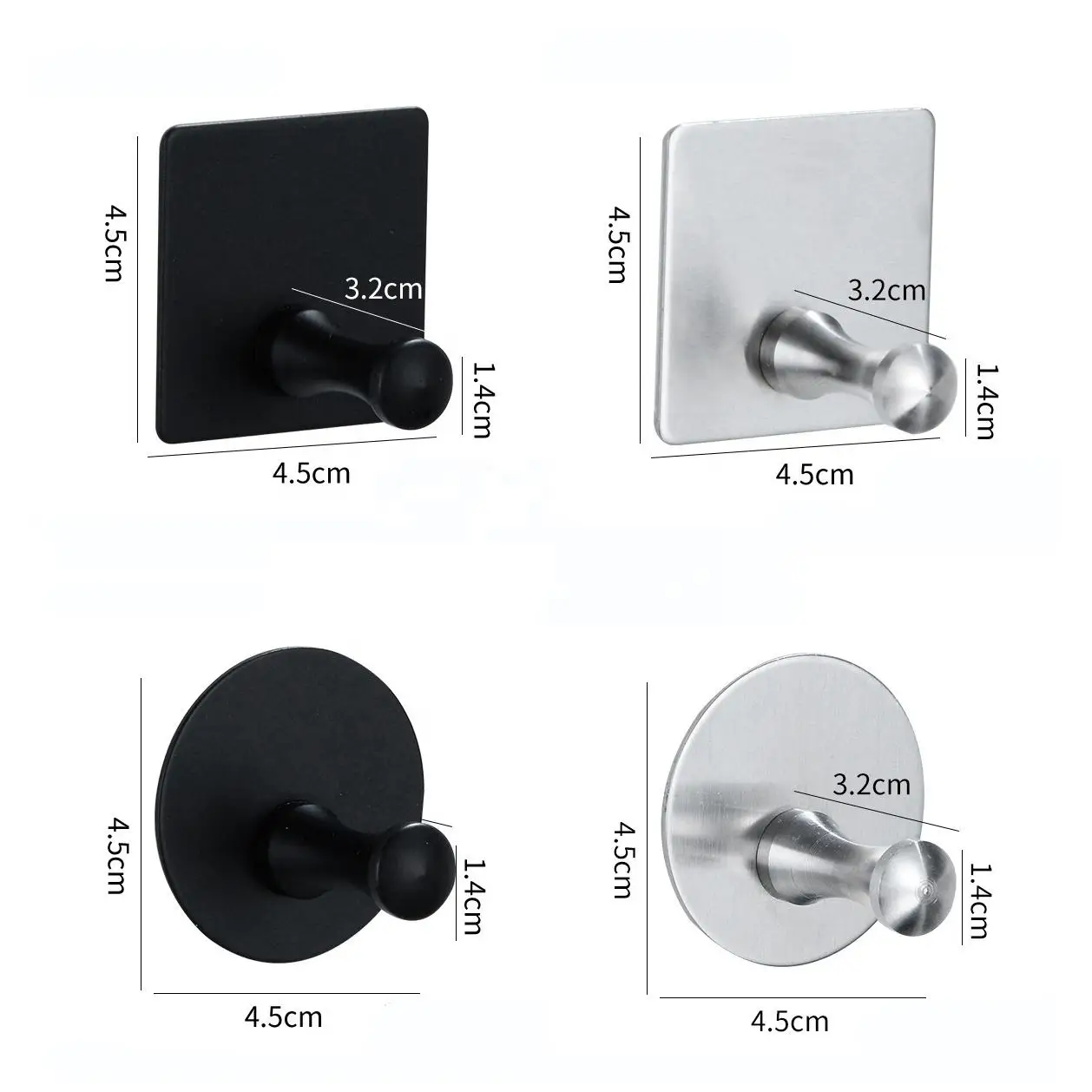 Stainless Steel High Load-bearing Non-perforated Sticky Kitchen Clothing Robe Hook