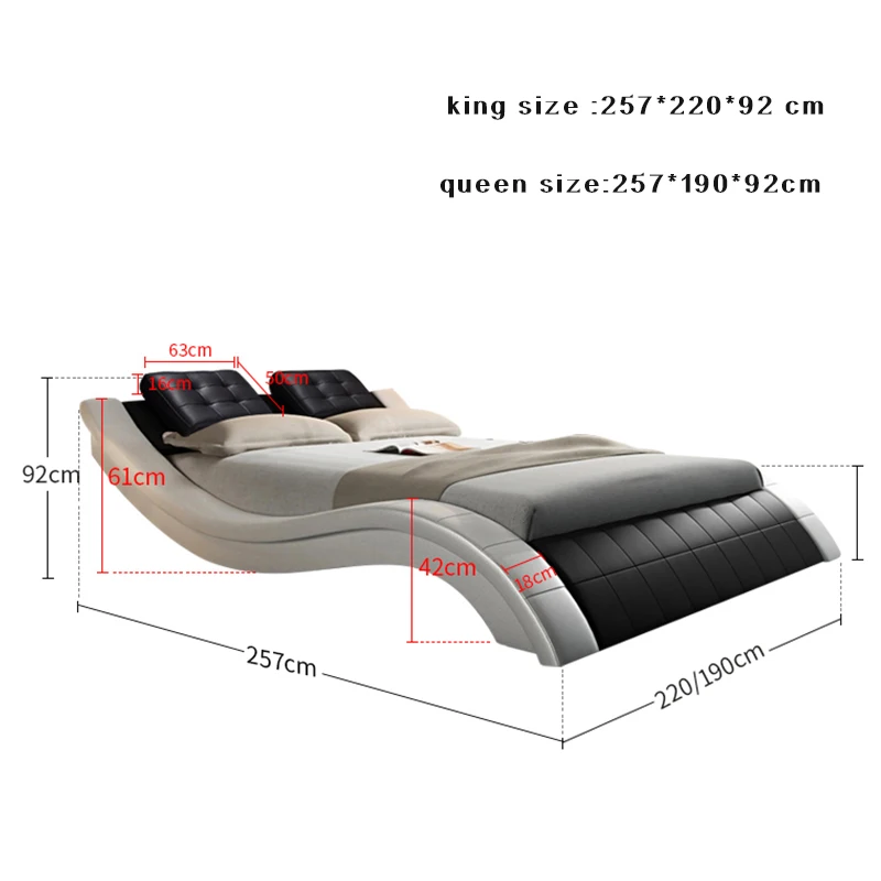 
Best-selling new modern concise style leather bed queen size king size Bedroom furniture 