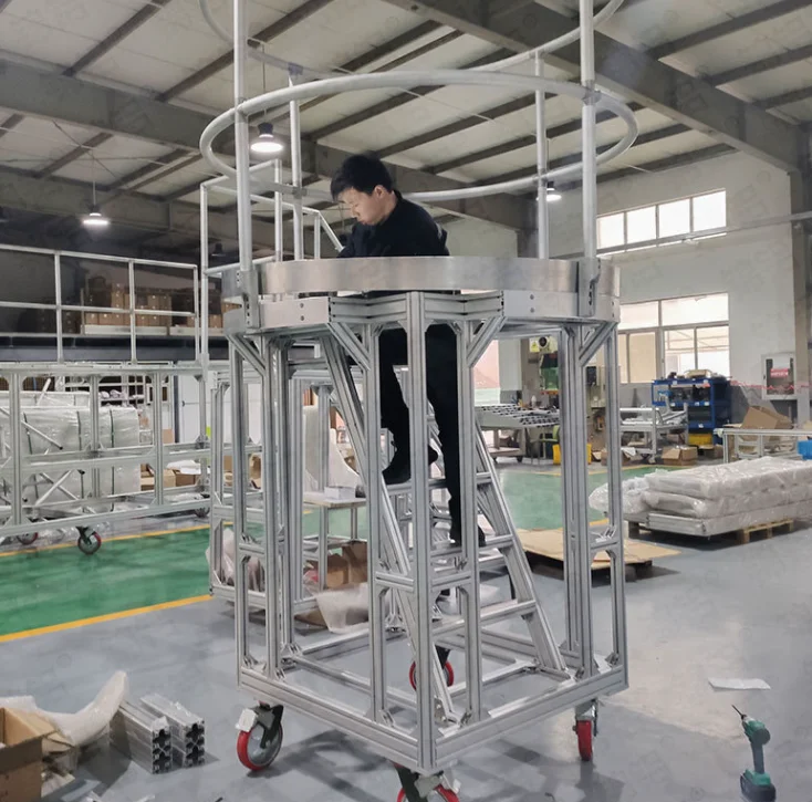 industrial automation aluminum profile stairway ladder transfer maintenance platform