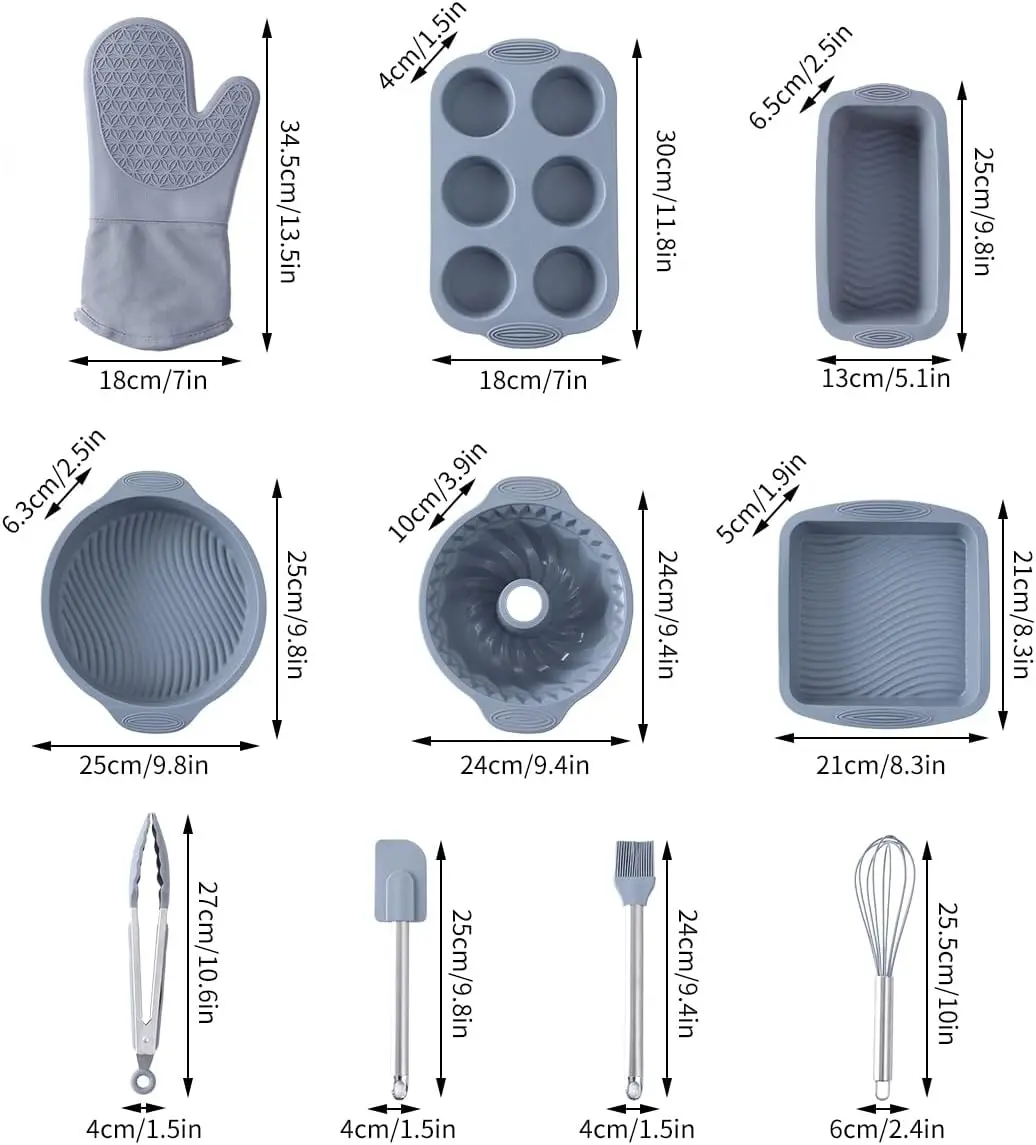 Silicone cake mold Bakeware Set Cake Pan Spatula Oil Brush Nonstick Cookie Molds Kitchen Baking Supplies Set for cake mould