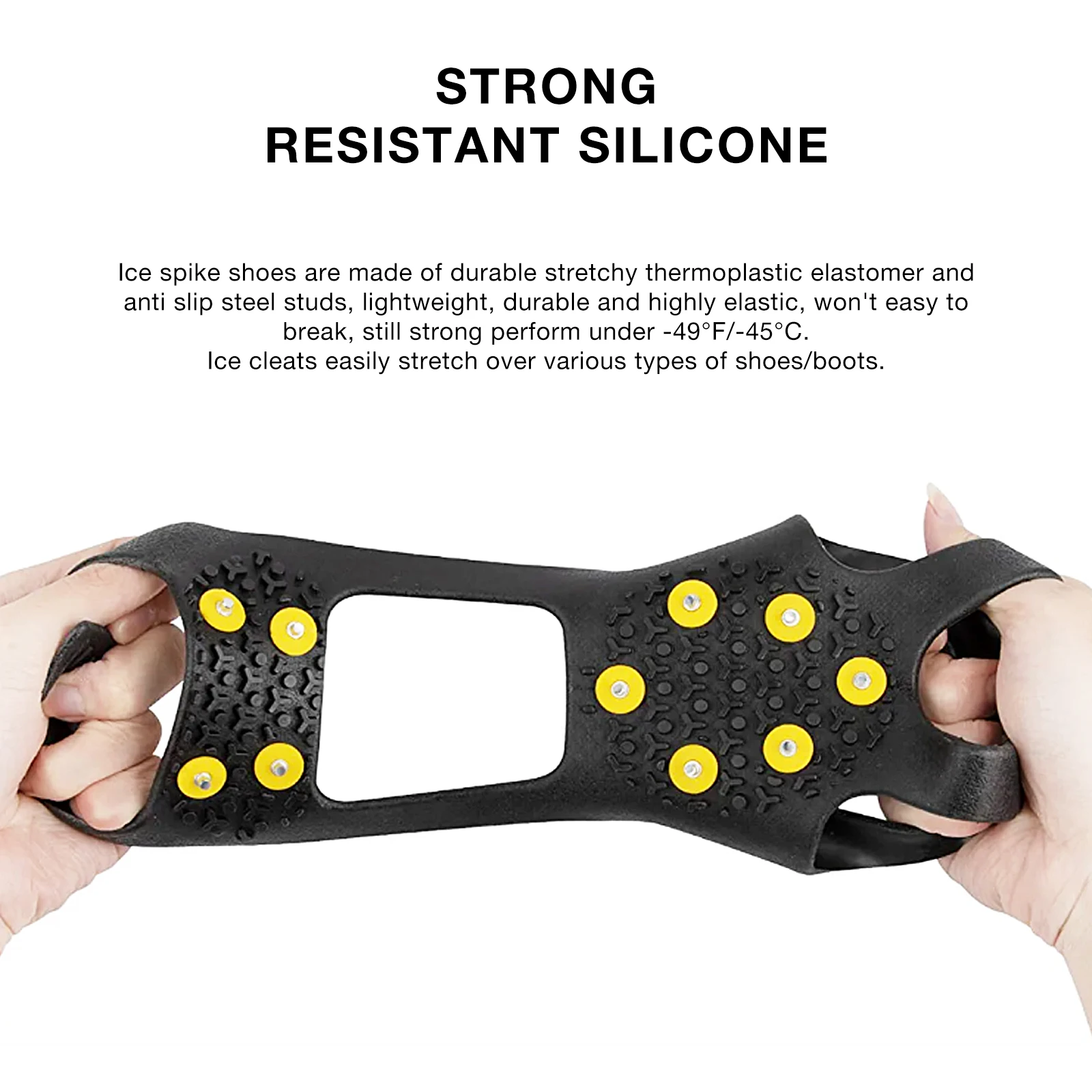 J1W 10 Steel Anti Slip Studs Ice Cleats Snow Silicone Shoe Spikes Crampons for Hiking Shoes