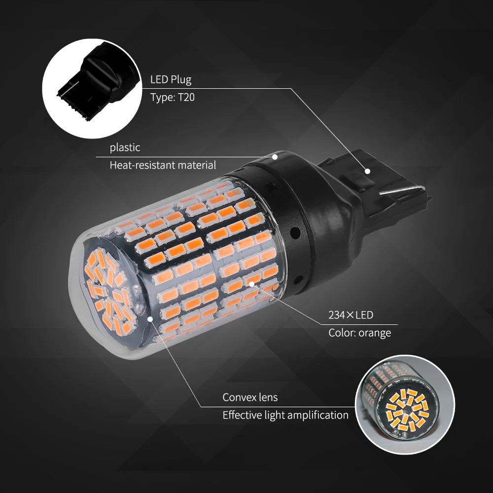 Новое поступление 2021 г. производство модели 7440-144SMD-3014 12-24 В янтарного цвета светодиодная CAN-шина 7440 поворотный свет без ошибок для