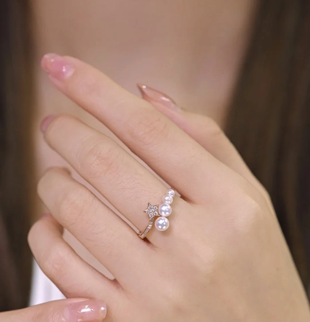 Factory price silver 925 jewelry diamond ring cute pearl simple gold star ring designs