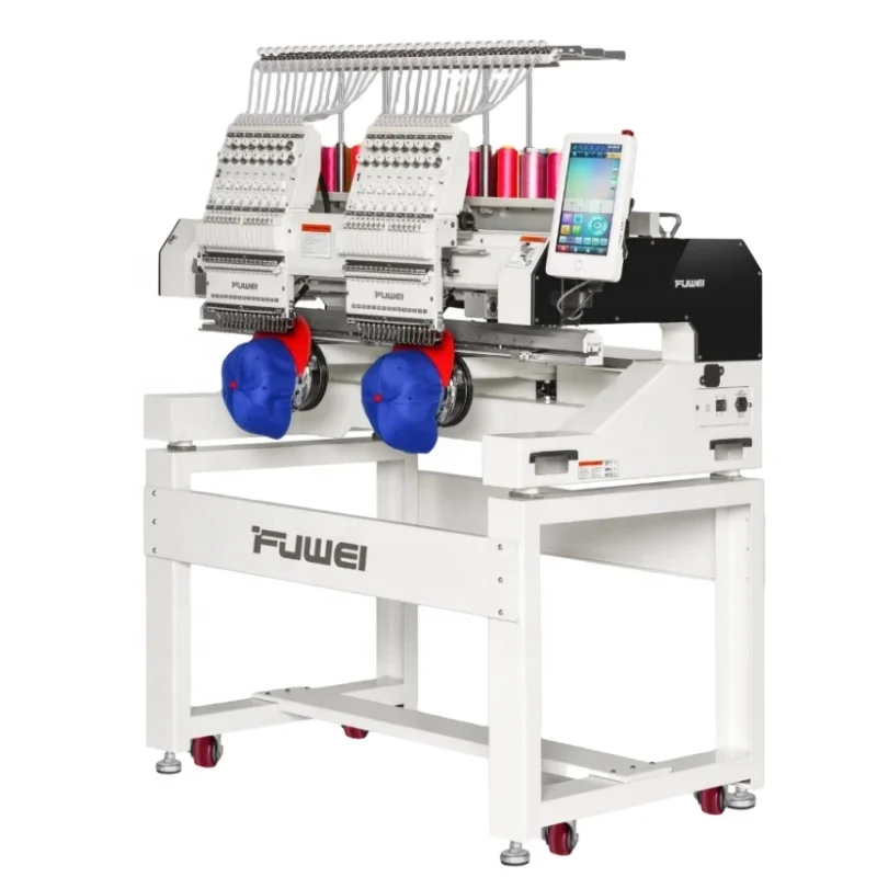 fuwei 2 heads computerized 12/15 needle two heads computerized hat embroidery machines commercial embroidery machine