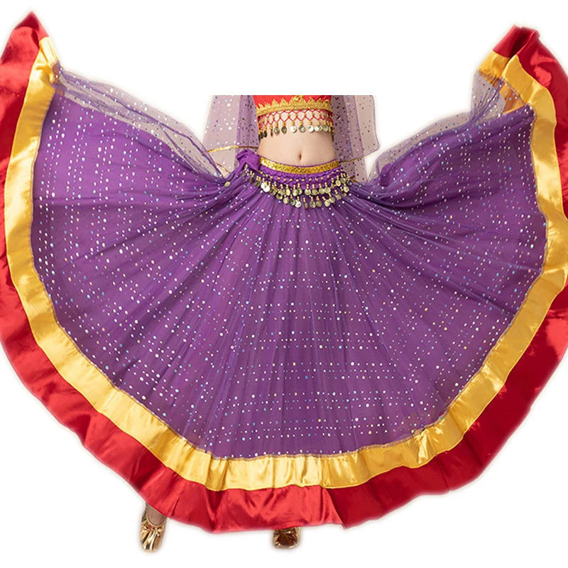 Wholesale stunning multicolored Bollywood Ballroom Belly dance Flamenco 720 degree TUTU Skirt Performance bottom for women