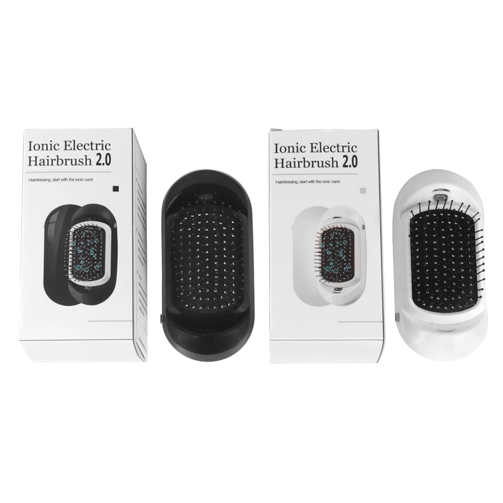 2020 New Personalised Pink White Custom Logo Electric Detangling Detangle Brush For Hair