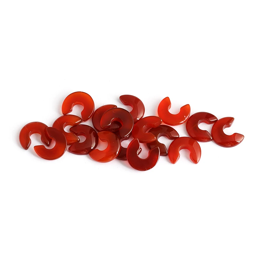 Natural Red onyx carving cutting semi circular arcs Polished bright agate gemstones For Earring pendant Red agate