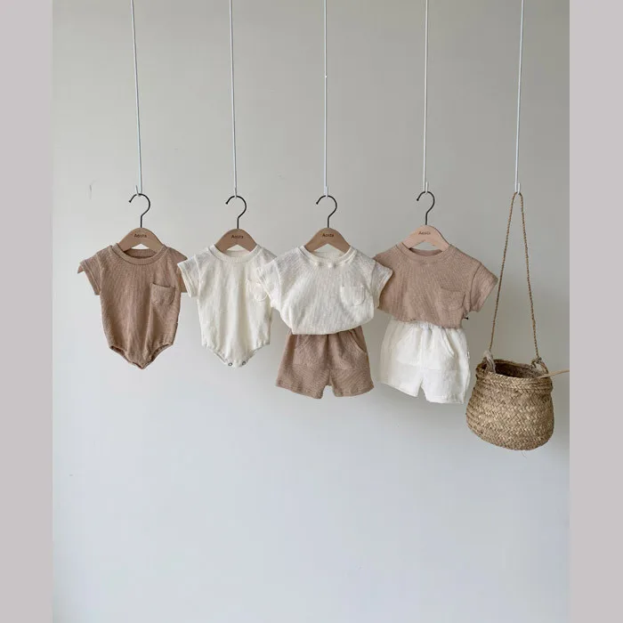 2022 ins Korean loose casual clothes baby summer short sleeves + shorts + Jumpsuit soft and comfortable