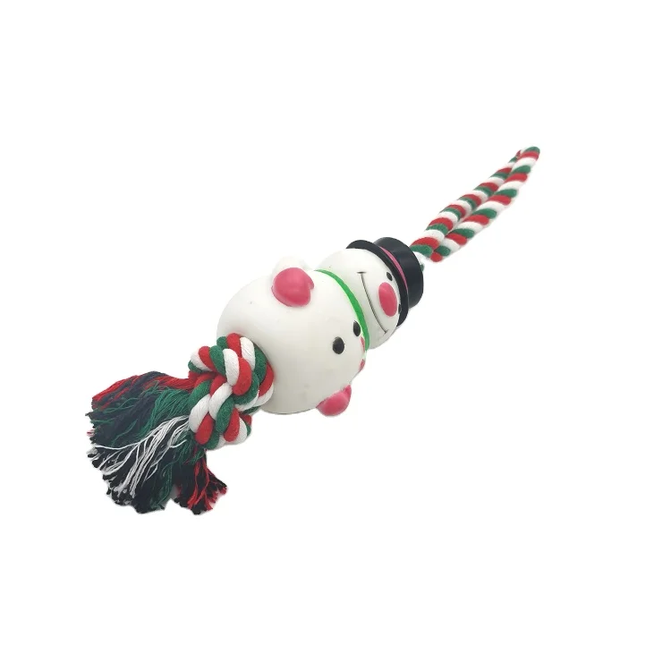 
2021 New Chew Toy 3 Colors Christmas Training Blend Rope Tug Playing Durable Cotton Rope Pet Dog Toy 