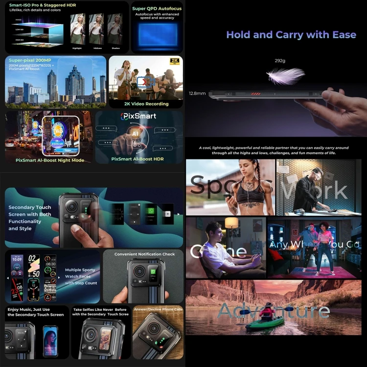 HOTWAV Cyber 15 12 ГБ + 256 IP68/IP69K прочный телефон 6 дюймов Android 13 MediaTek MT6789 Helio G99 Octa Core Сеть: 4G NFC OTG