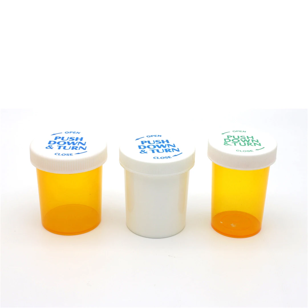 50ml food dry flower storage container PP plastic medicine pill bottles with CRC lids child proof packaging 13DR 12DR custom