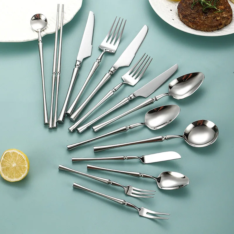 Factory Direct OEM ODM Luxury 18/10 Stainless Steel Silverware Fork Spoon Knife Set Flatware Cutlery Set