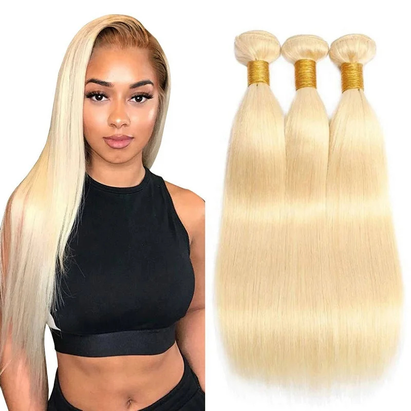 Letsfly Free Shipping Raw Remy Cuticle Aligned Virgin Hair Vendor 613 Blonde Straight Body Wave 613 Bundles