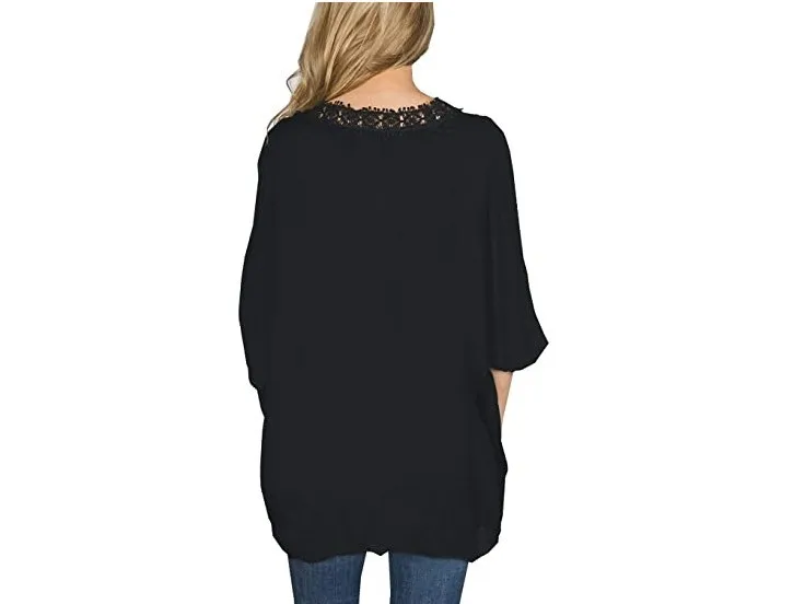 
Popular spring and summer solid color lace and sun protection blouse beach clothes 