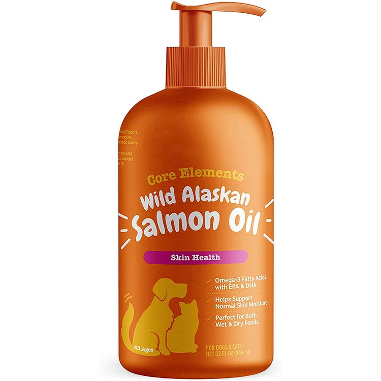 Pure Wild Alaskan Salmon Oil for Dogs & Cats - Supports Joint Function, Immune- Omega 3 Liquid Food Supplement for Pets