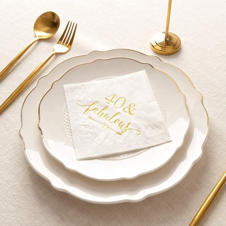 40 And Fabulous Cocktail Napkins Gold for Women 40th Birthday Decorations 40th Birthday Bevergae Dessert Table Supplies