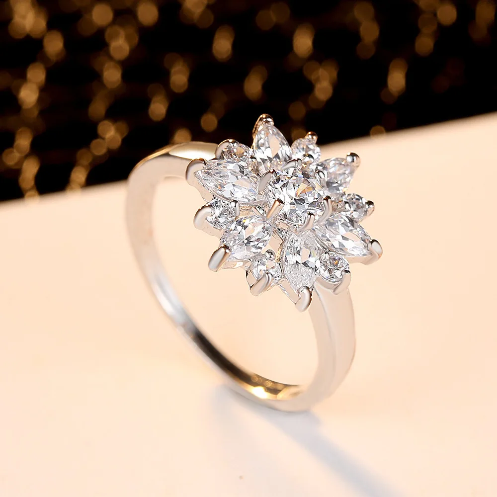  Cheap Elegant Woman Jewelry Sun Flower Zircon Engagement Finger
