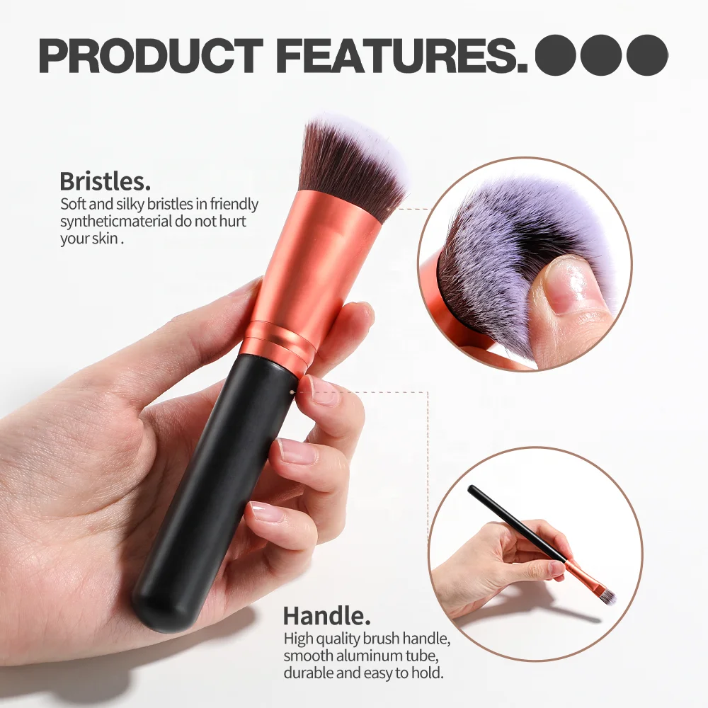 BS-MALL 18PCS Wood Handle Cruelty Free Synthetic Fiber Vegan Makeup Brushes Private Label Custom Packaging