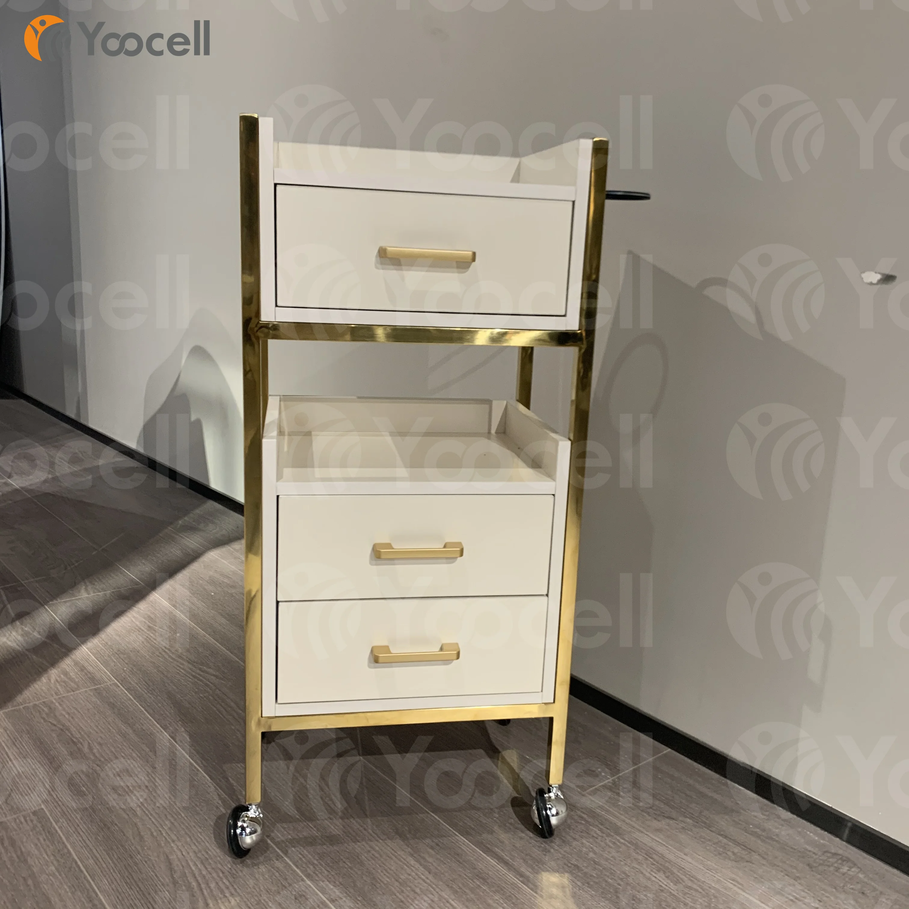  Yoocell Парикмахерская мебель деревянная салонная тележка Золотая рамка из нержавеющей стали роскошный стиль