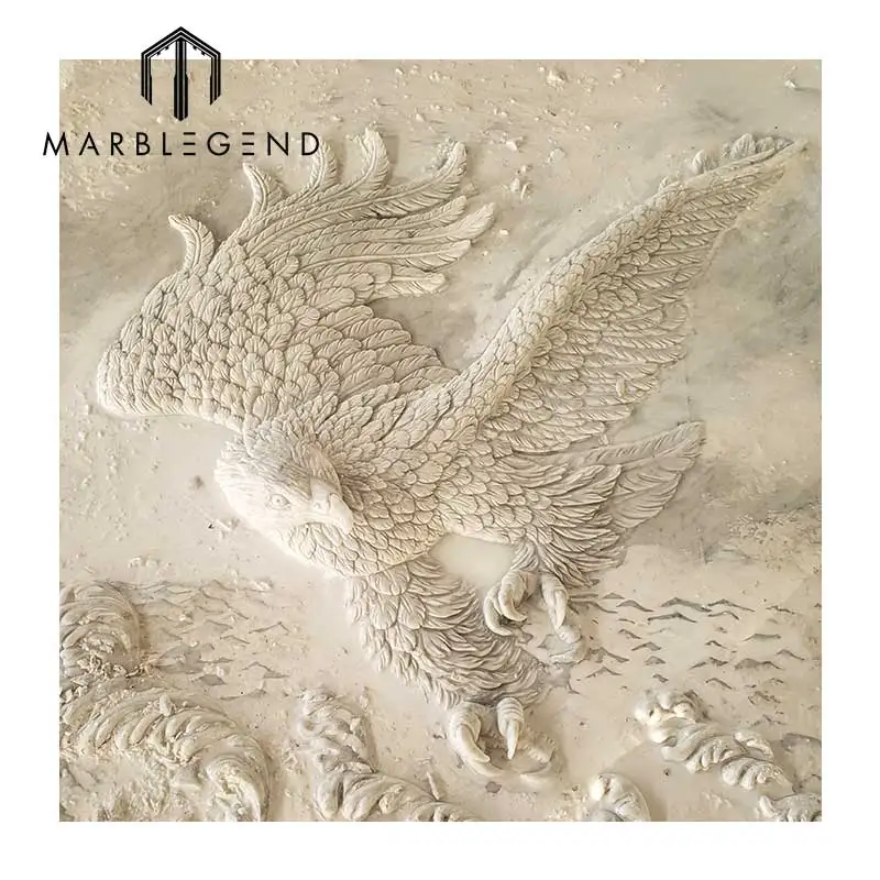 Eagle marble wall relief panel for garden wall hotel ornament vivid animal stone relief