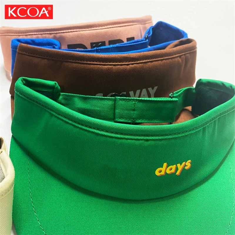 Custom 3D Embroidery Sun Visor Hat Cotton Outdoor Sport Beach Adjustable Sun Cap Visor