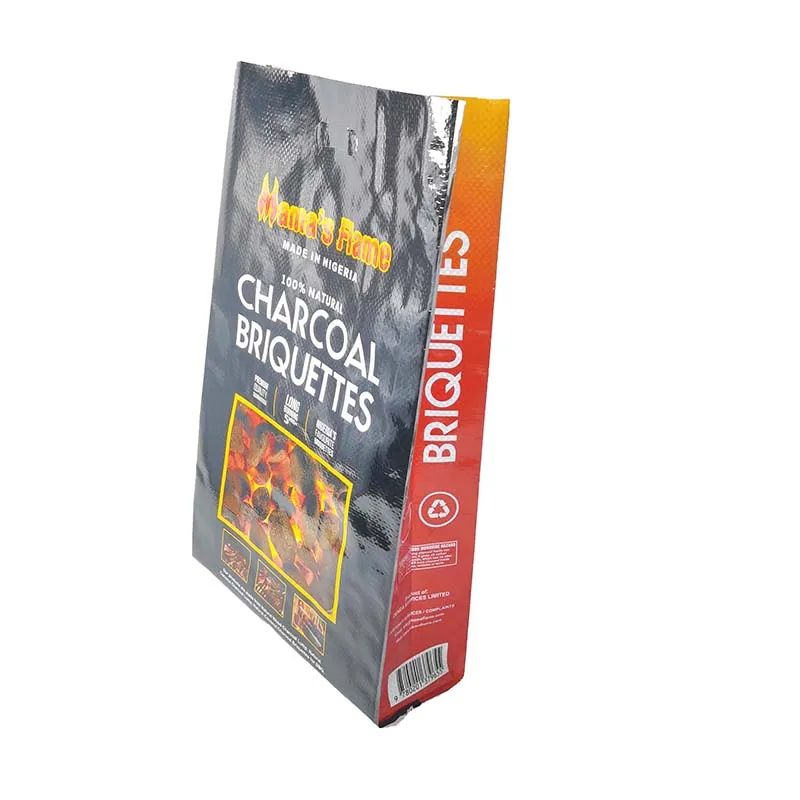 Low price gravure printing 3kg 5kg 10kg plastic pp woven sack charcoal packing briquette carbon brick lump charcoal bag