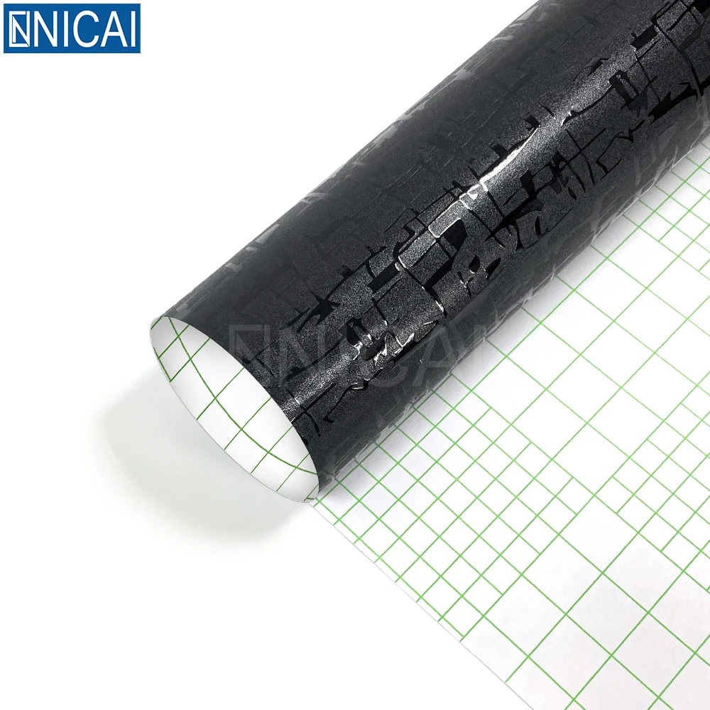 Premium Factory Car Vinyl Wrap 3D Texture Pattern Black Wrapping Car Waterproof Golden Sliver 1.52*30M for Car Wrap