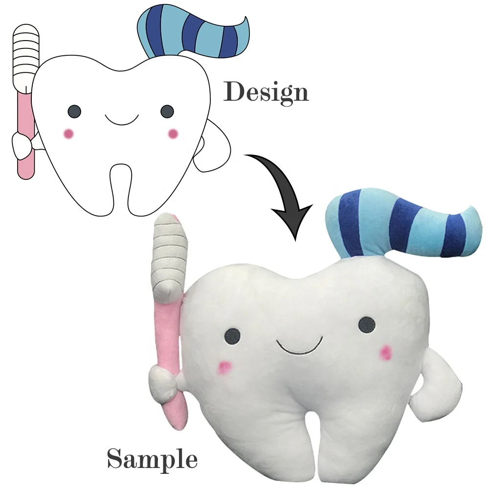 Wholesale cheap soft plush toy tooth pillow custom made soft plush fairy pillow toy with logo for kids