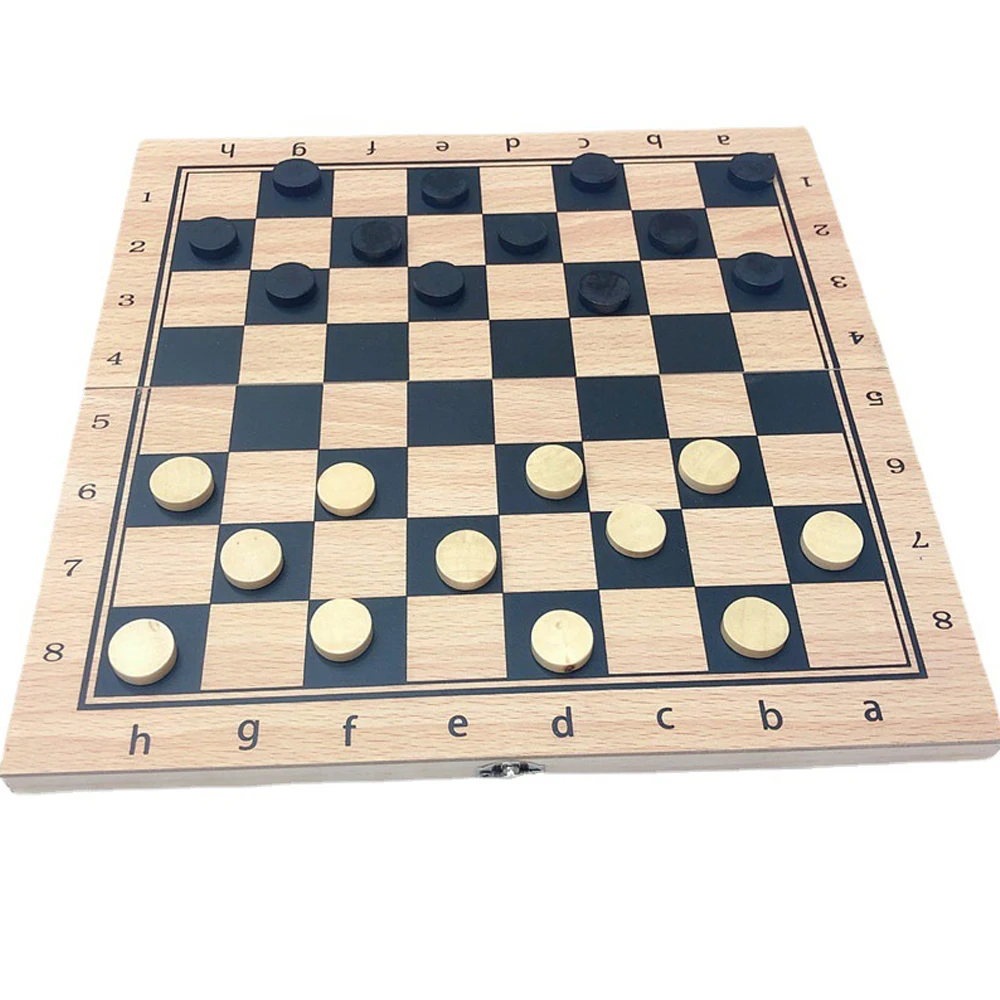 wooden chess set backgammon and plastic chess pieces chess 3 in 1 game 29*29cm