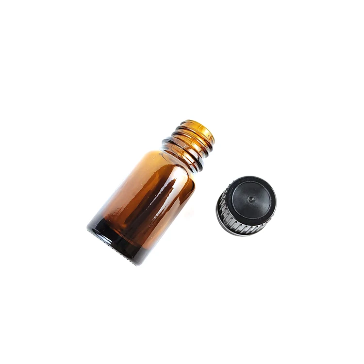 Ready to ship 18mm Tamper evident screw cap 5ml dropper 15ml 10ml essential oil amber glass bottle orifice reducer 10 ml