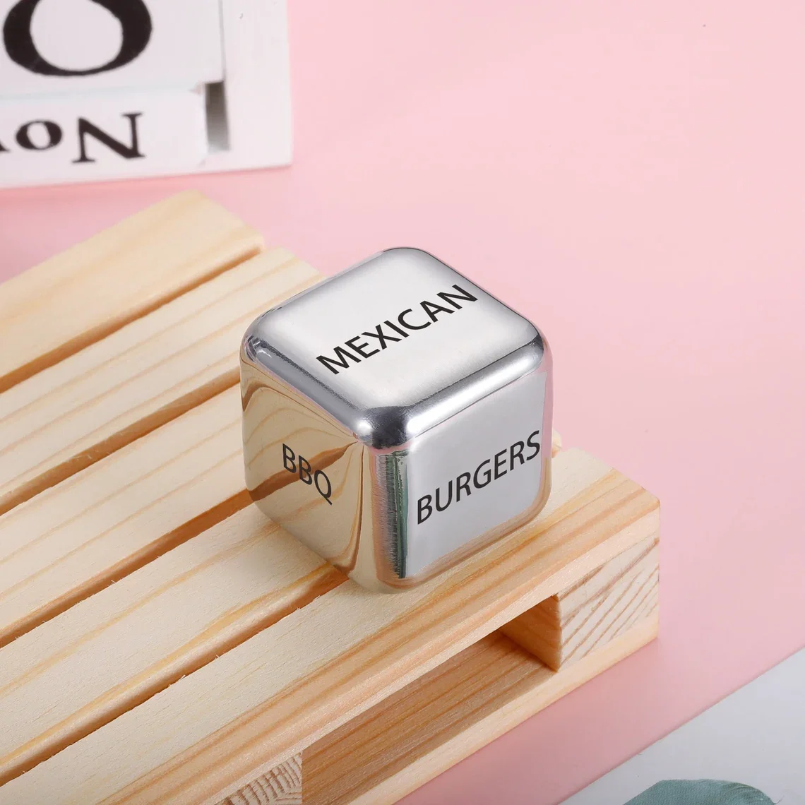 Custom Gold 6 Sided Metal Food Decision Date Night Lover Dice for Couples