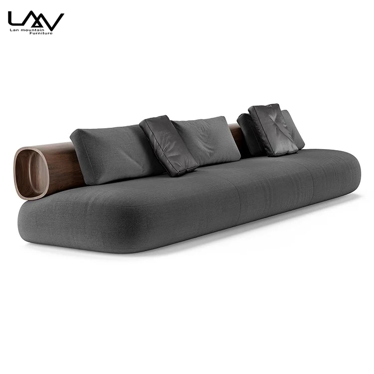 Simple Design Italian Furniture Living Room Wood Frame Fabric Sofa Retro Style 3 Seat Sofa For Hotel Apartment Villa