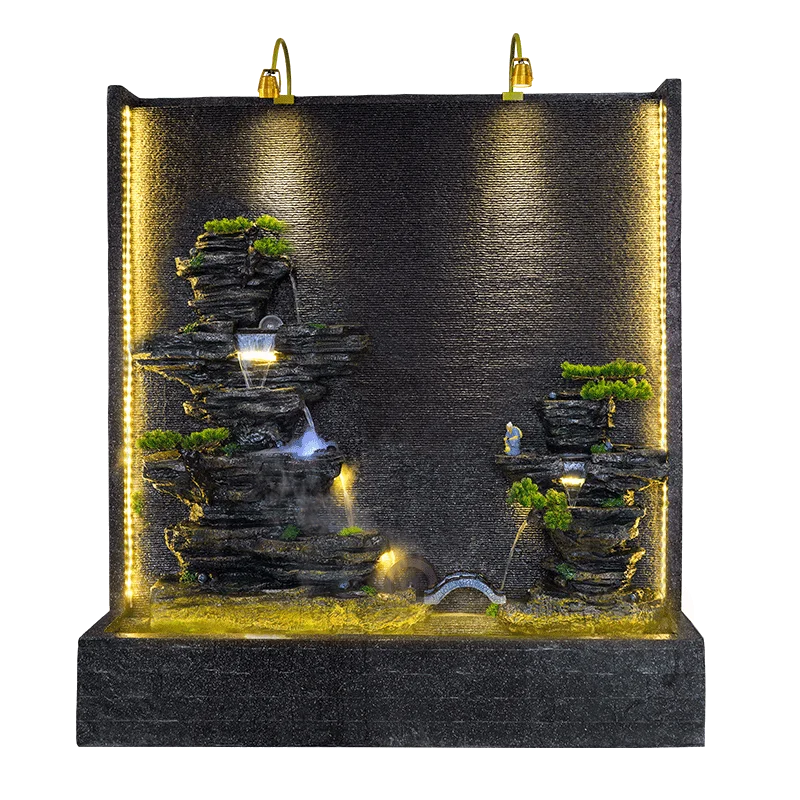 
Best Price Superior Quality Indoor Home Office Water Curtain Wall Fountain Resin Crafts 