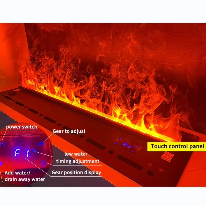 Customized Decorative fireplace led light 3d water steam electric fire place wall mounted app remote built in 3d fireplace