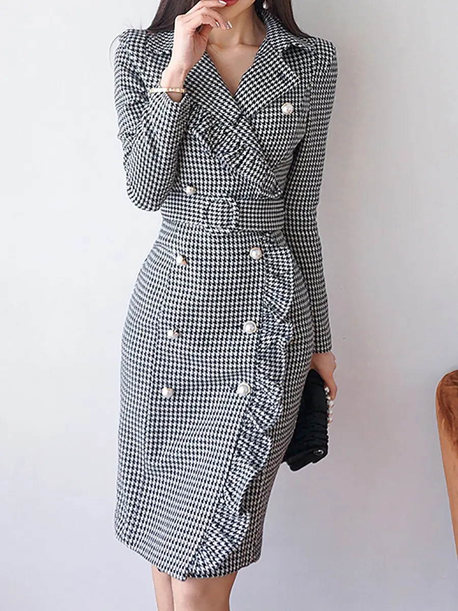 Европейские и американские темпераментные Деловые женские деловые платья миди с поясом для женщин